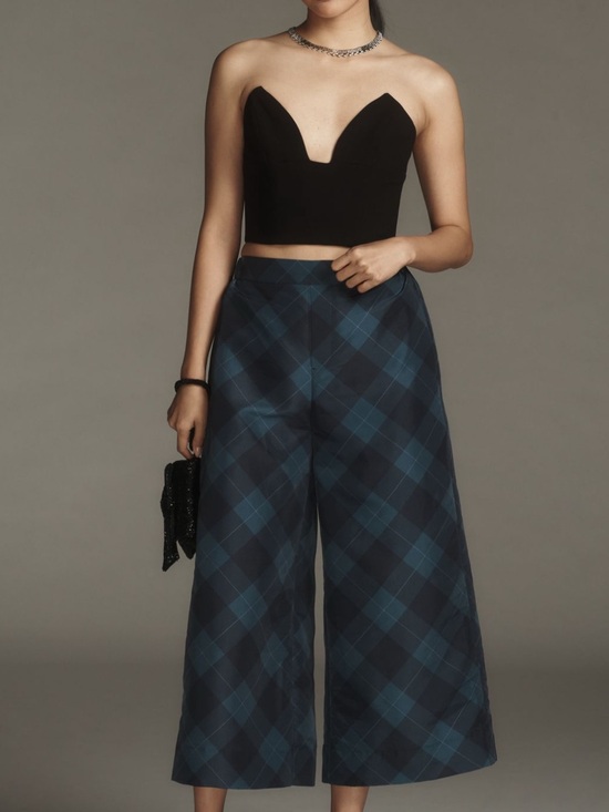 Maeve Pants - Maeve Taffeta Printed Cropped Wide-Leg Pants